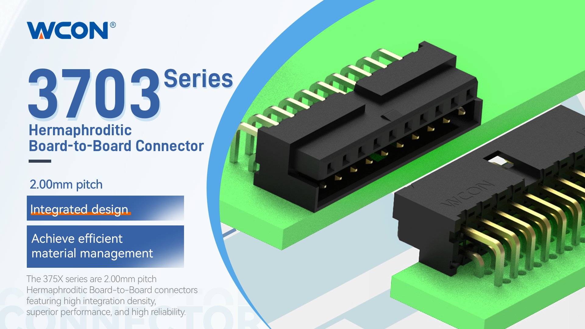 Connecteur hermaphrodite carte-à-carte série 3703 : conception intégrée pour des connexions fiables et peu encombrantes